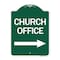 Signmission Church Office With Right Arrow, Green & White Aluminum Architectural Sign, 18" x 24", GW-1824-24276 A-DES-GW-1824-24276 - alternate 1